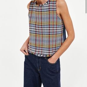 Zara Tweed and Denim tank top